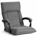 14-Position Floor Chair Lazy Sofa with Adjustable Back Headrest Waist-Gray