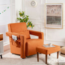 Modern Berber Fleece Single Sofa Chair with Ottoman and Waist Pillow-Orange