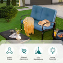 2 Pcs Patio Outdoor Cushioned Coffee Table Seat-Blue