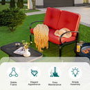 2 Pcs Patio Outdoor Cushioned Coffee Table Seat-Red