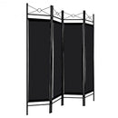 4 Panels Metal Frame Room Private Folding Screen-Black