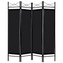 4 Panels Metal Frame Room Private Folding Screen-Black
