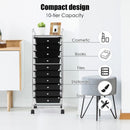 10 Drawer Rolling Storage Cart Organizer-Black