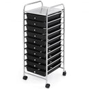 10 Drawer Rolling Storage Cart Organizer-Black