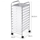 10 Drawer Rolling Storage Cart Organizer-Clear