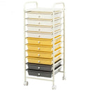 10 Drawer Rolling Storage Cart Organizer-Yellow