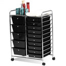 15-Drawer Utility Rolling Organizer Cart Multi-Use Storage-Black