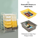 15-Drawer Storage Rolling Organizer Cart-Yellow