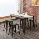 Set of 4 Industrial Metal Counter Stool Dining Chairs with Removable Backrest-Gun