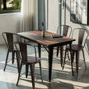 Set of 4 Industrial Metal Counter Stool Dining Chairs with Removable Backrest-Gun