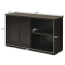 Kitchen Storage Cabinet with Wood Sliding Door-Brown