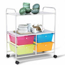 4 Drawers Shelves Rolling Storage Cart Rack-Transparent Multicolor