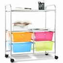 4 Drawers Shelves Rolling Storage Cart Rack-Transparent Multicolor