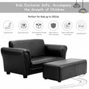 Black-White Kids Double Sofa with Ottoman-Black