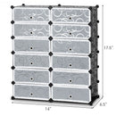 12 Cubes DIY Portable Plastic Shoe Rack with Doors
