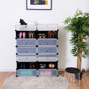 12 Cubes DIY Portable Plastic Shoe Rack with Doors