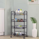 Black-Gray 4 Tier Storage Rack Trolley Cart-Black