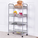 Black-Gray 4 Tier Storage Rack Trolley Cart-Gray