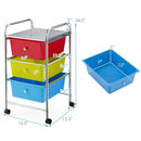 3-Drawer Rolling Storage Cart with Plastic Drawers for Office-Multicolor