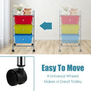 3-Drawer Rolling Storage Cart with Plastic Drawers for Office-Multicolor