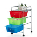 3-Drawer Rolling Storage Cart with Plastic Drawers for Office-RGB