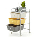 3-Drawer Rolling Storage Cart with Plastic Drawers for Office-Yellow