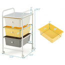 3-Drawer Rolling Storage Cart with Plastic Drawers for Office-Yellow
