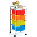 4-Drawer Cart Storage Bin Organizer Rolling with Plastic Drawers-Multicolor