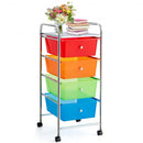 4-Drawer Cart Storage Bin Organizer Rolling with Plastic Drawers-Transparent Multicolor