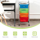 4-Drawer Cart Storage Bin Organizer Rolling with Plastic Drawers-Transparent Multicolor