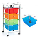 4-Drawer Cart Storage Bin Organizer Rolling with Plastic Drawers-Transparent Multicolor