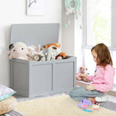 Safety Hinge Wooden Chest Organizer Toy Storage Box-Gray