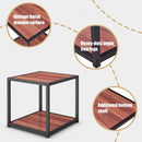 20 Inch Metal Square Side Table Coffee Stand Bottom with 2-Tier Shelf