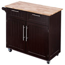 Heavy Duty Rolling Kitchen Cart with Tower Holder and Drawer-Brown