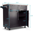 Heavy Duty Rolling Kitchen Cart with Tower Holder and Drawer-Brown