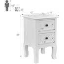 Wood Accent End Nightstand w- 2 Storage Drawers-White