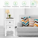 Wood Accent End Nightstand w- 2 Storage Drawers-White