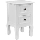 Wood Accent End Nightstand w- 2 Storage Drawers-White
