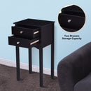 Side Table End Accent Table w- 2 Drawers-Black