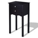 Side Table End Accent Table w- 2 Drawers-Black