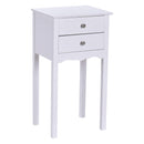 Side Table End Accent Table w- 2 Drawers-White
