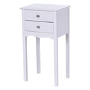Side Table End Accent Table w- 2 Drawers-White