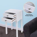 Side Table End Accent Table w- 2 Drawers-White