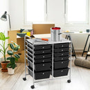 12 Drawers Rolling Cart Storage Scrapbook Paper Organizer Bins-Black