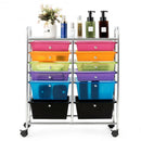 12 Drawers Rolling Cart Storage Scrapbook Paper Organizer Bins-Multicolor