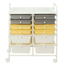12 Drawers Rolling Cart Storage Scrapbook Paper Organizer Bins-Yellow