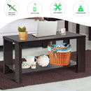Rectangular Cocktail Coffee Table with Storage Shelf