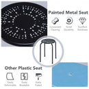 Set of 6 Stackable Multifunctional Daisy Design Backless Round Metal Stool Set-Black