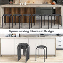 Set of 6 Stackable Multifunctional Daisy Design Backless Round Metal Stool Set-Black