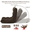 Adjustable 14-position Cushioned Floor Chair-Coffee